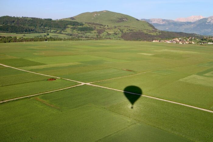 Ombre de la Montgolfière avant l'atterrissage